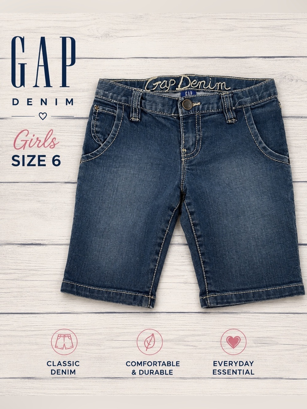 GAP Denim girls Shorts Adjustable Waist/size 6
